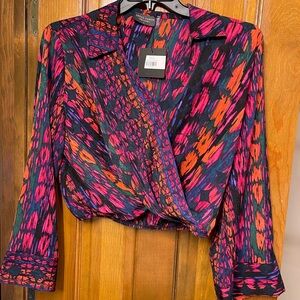 Dress Forum Purple Pink Wrap Crop Blouse